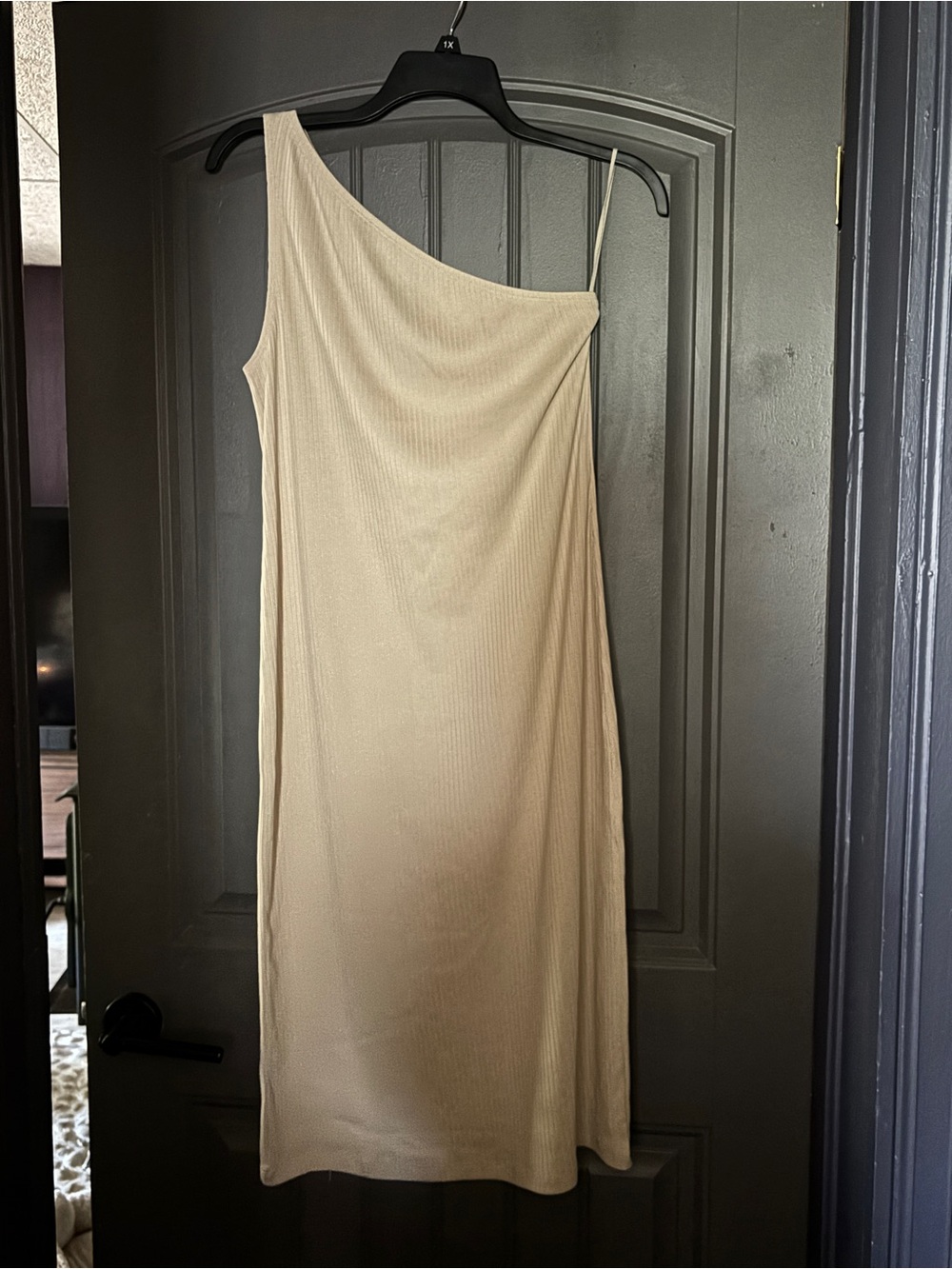 GAP One-Shoulder Cream Ribbed Dress